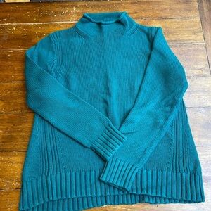 J.Crew Always Vintage Roll Neck Sweater Large Emerald Green Knit Cotton Oarsman